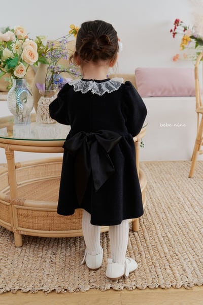 bebe nine32 (65cm-115cm) 2色蕾絲領綁帶洋裝3