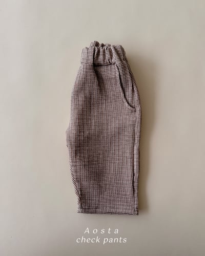 AOSTA38｜(6m-5y) 細格紋直筒長褲2