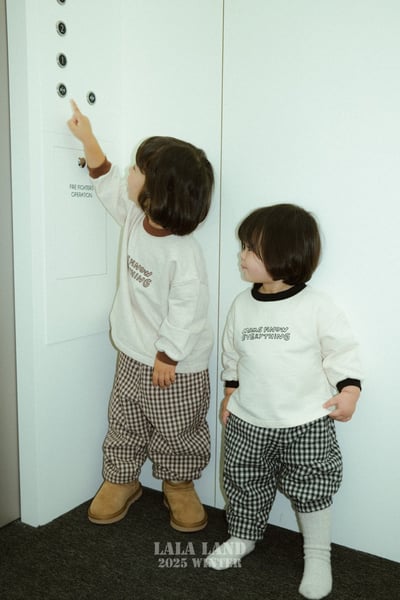 lala land58｜(75cm-120cm) 3色格紋刷毛長褲11