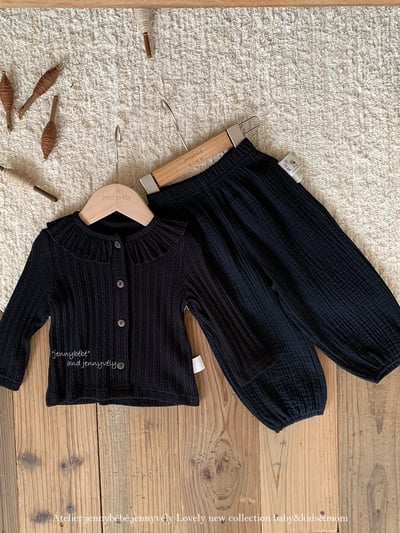 JE572｜(66-90cm) 荷葉領開襟外套/棉紗花邊束口褲3