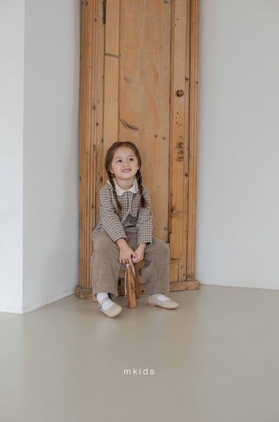 M-KIDS33｜(65-115cm) 2色格紋圓領抓皺襯衫8