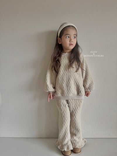 Monpetitbebe16｜(70cm-110cm) 荷葉邊起毛喇叭褲2