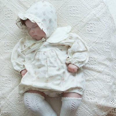 LEMONADE25｜(55cm-85cm) 2色玫瑰碎花包屁衣含帽子15