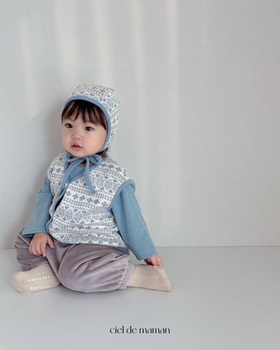 Cieldemaman10｜(6M~24M)  2色雪花針織背心含帽子11