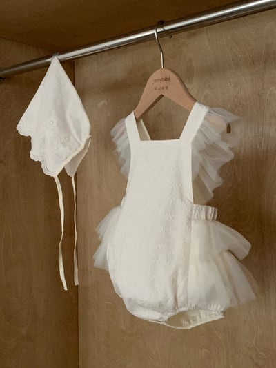 JE53｜(66-90cm) 繡花薄紗吊帶包屁衣6