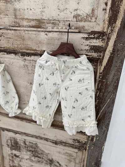 Marron 35｜(1y-6y) 法式小兔印花蕾絲長褲4