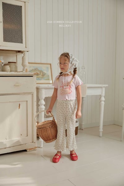 Melikey09｜(75-125cm) 碎花褶皺小喇叭褲12