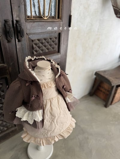 Marron 08｜(1y-6y) 蝴蝶緞帶薄紗裙擺磨毛外套15