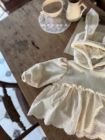 Marron 25｜(1y-6y) 兔子蕾絲刷毛連帽上衣9