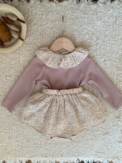 JE590｜(73cm-100cm) 碎花翻領兩件式上衣包屁裙3