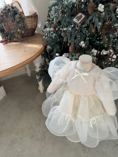 Marron 64｜(1y-6y) 公主蓬蓬袖袖薄紗洋裝15