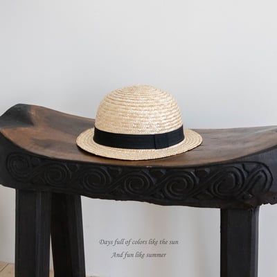 M-KIDS54｜(65-115cm) 法式徽章緞帶草帽3