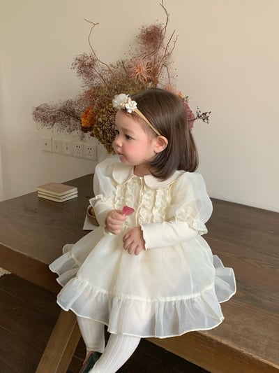 JE622｜(66cm-120cm) 公主袖薄紗包屁衣/洋裝3