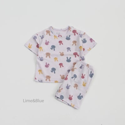 LIME&BLUE01｜(80-118cm MOM )  兔子親子居家服10