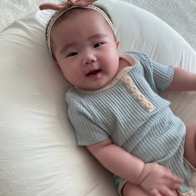 LIME&BLUE04｜(55-80cm)  素色鈕釦包屁衣12