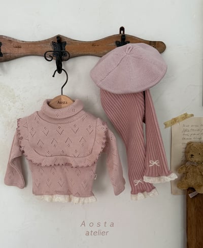 AOSTA53｜(6m-5y) 小孔針織蕾絲上衣10