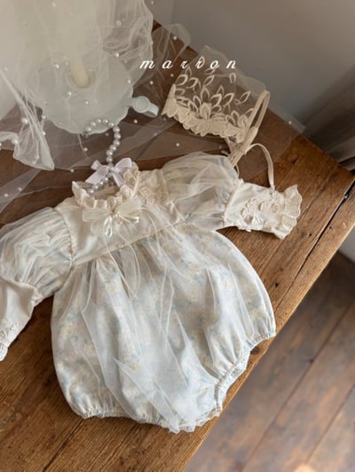 Marron29｜(3m-18m) 古典玫瑰薄紗包屁衣10