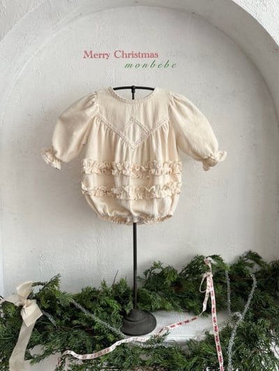 MONBEBE44｜(3m-24m) 優雅荷葉花邊包屁衣1