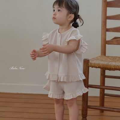 bebe nine45  (65cm-115cm) 2色荷葉鈕釦開衫套裝14