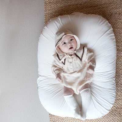 LEMONADE44｜(55cm-85cm) 2色尖翻領包屁衣含帽子6