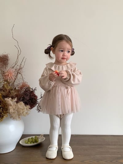 JE617｜(73cm-110cm) 翻領蝴蝶結薄紗包屁衣/羊羔毛背心18