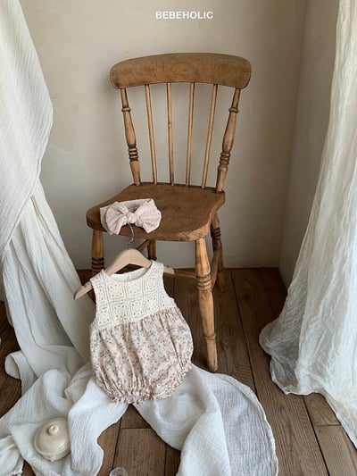 Bebe holic24｜(3m-18m) 拼色無袖連身服5