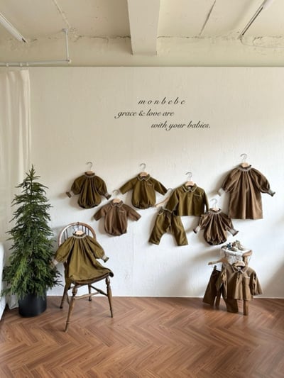 MONBEBE03｜(3m-24m) 冬季縫線滾邊有領包屁衣8