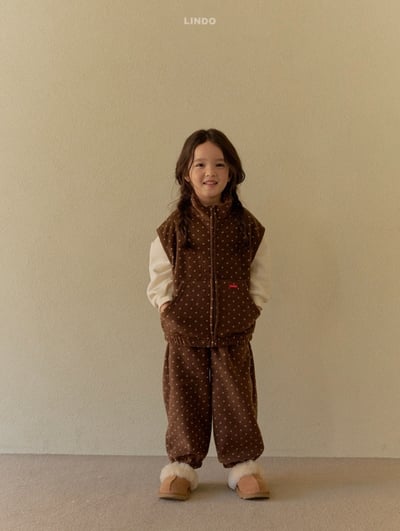 Lindo63｜(80cm-125cm) 波點磨毛休閒縮口褲11