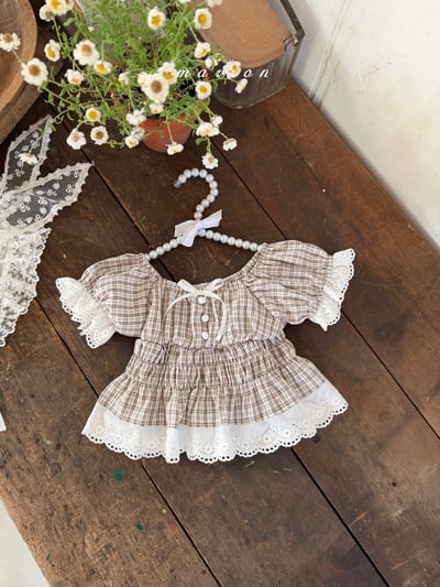 Marron24｜(1y-6y) 格紋泡泡袖襯衫3