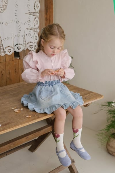 FLO20｜(75-140) 2色荷葉滾邊飛袖襯衫7