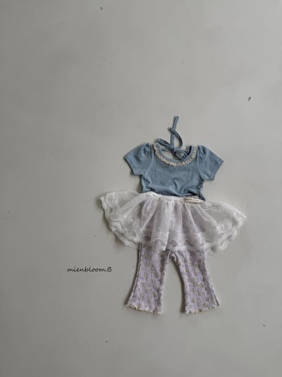 Bloom.b29｜(55cm-118cm) 碎花抓皺小喇叭褲7