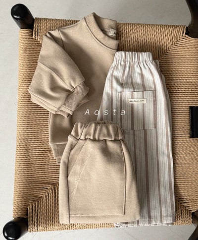 AOSTA42｜(6m-5y) 直條紋直筒長褲5