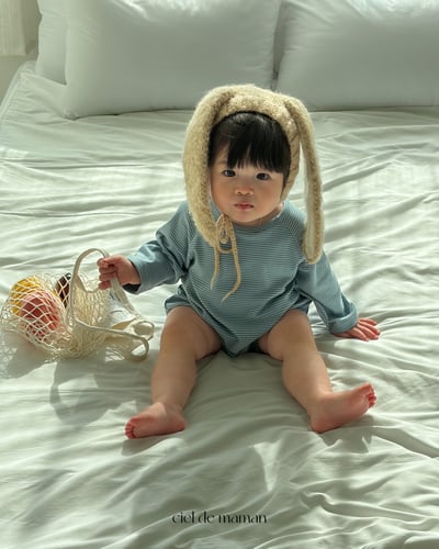 Cieldemaman04｜(6M~15M)  4色條紋長袖包屁衣服12