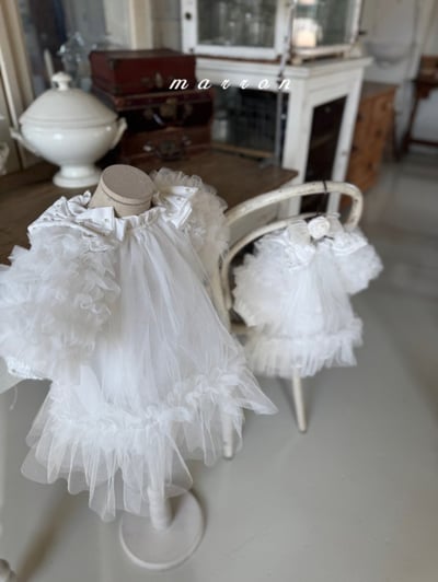 Marron23｜(1y-6y) 薄紗滾邊蓬蓬袖洋裝11