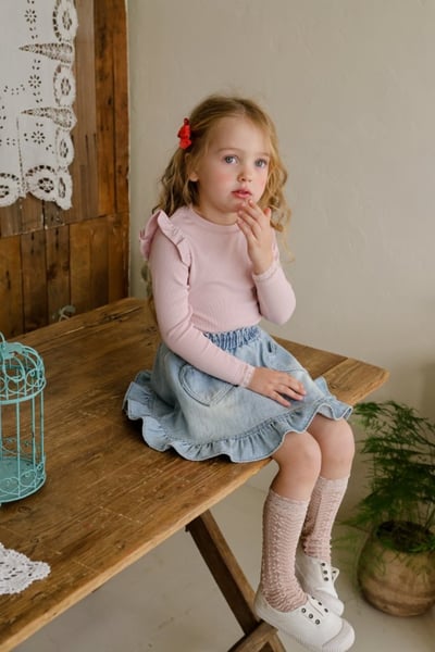 FLO27｜(75-140) 5色荷葉飛袖上衣15