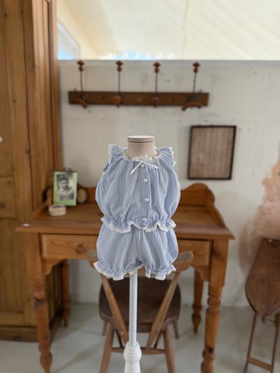 Marron28｜(1y-6y) 甜美鈕釦線條套裝4