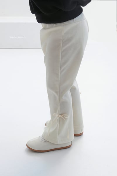 bebe nine32  (65-115) 2色蝴蝶緞帶小喇叭褲8