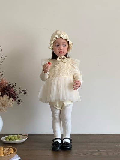 JE021｜(66cm-90cm) 蕾絲花紋薄紗包屁衣含帽子14