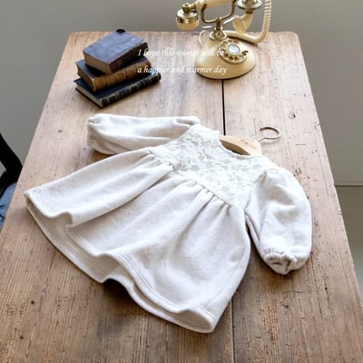 M-KIDS28｜(65-115cm) 2色蕾絲印花洋裝6