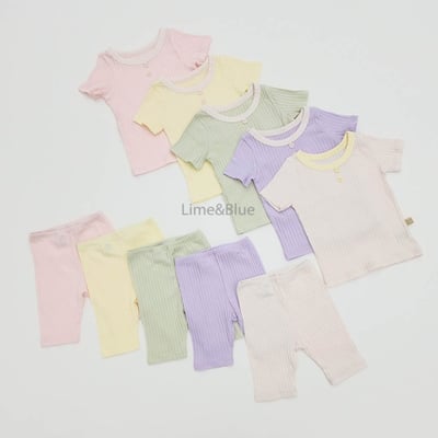 LIME&BLUE16｜(80-118cm)  鈕釦羅紋居家服3