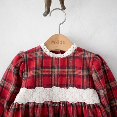M-KIDS25｜(65-115cm) 1色聖誕格紋洋裝5