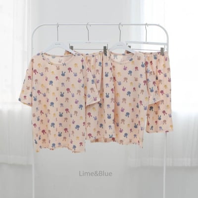 LIME&BLUE01｜(80-118cm MOM )  兔子親子居家服19
