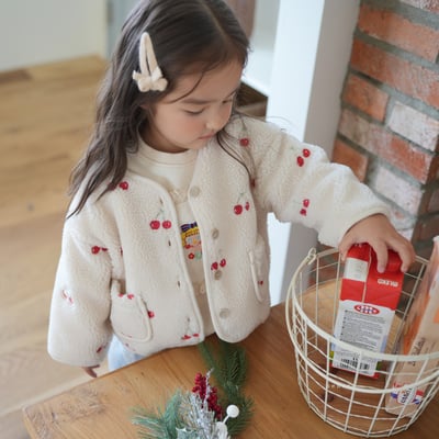 neneru19｜(70cm-125cm) 1色刺繡櫻桃刷毛外套10