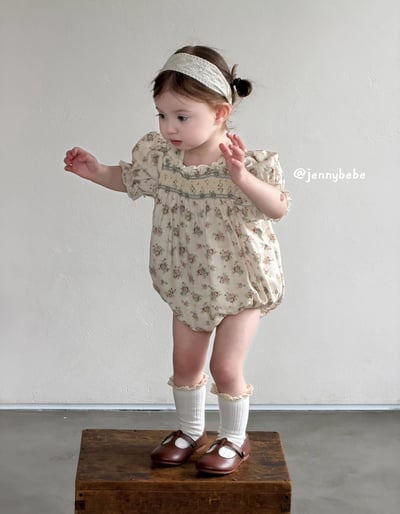 JE720｜(66-120cm) 復古碎花包屁衣/洋裝9