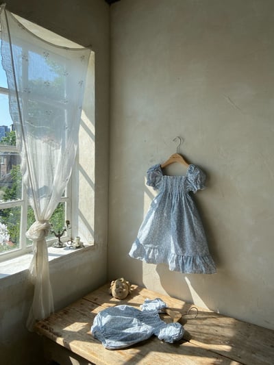 Anne Shirley32｜(1y-5y) 1色夏日藍碎花公主袖洋裝6