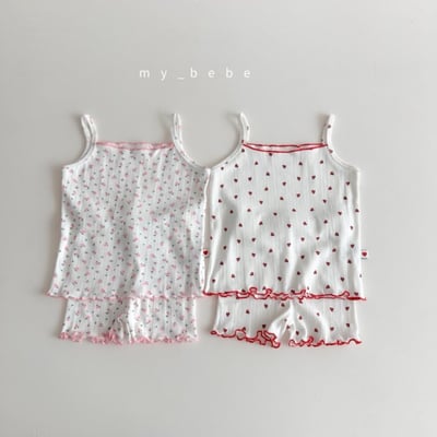 my_bebe24｜(80-120cm) 捲邊細肩家居服組13