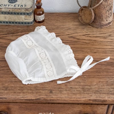 M-KIDS01｜(65-80cm) 3色蕾絲綁帶帽4