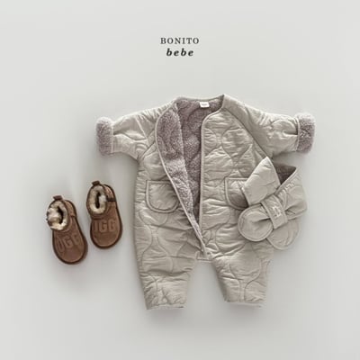 Bonito60｜(3m-18m) 絎縫刷毛連身衣含圍巾6