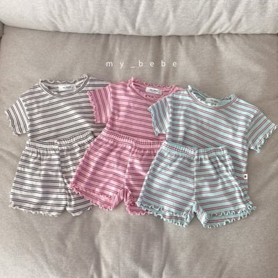my_bebe22｜(80-120cm) 條紋捲邊套裝2