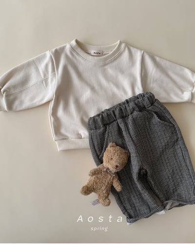 AOSTA38｜(6m-5y) 細格紋直筒長褲13